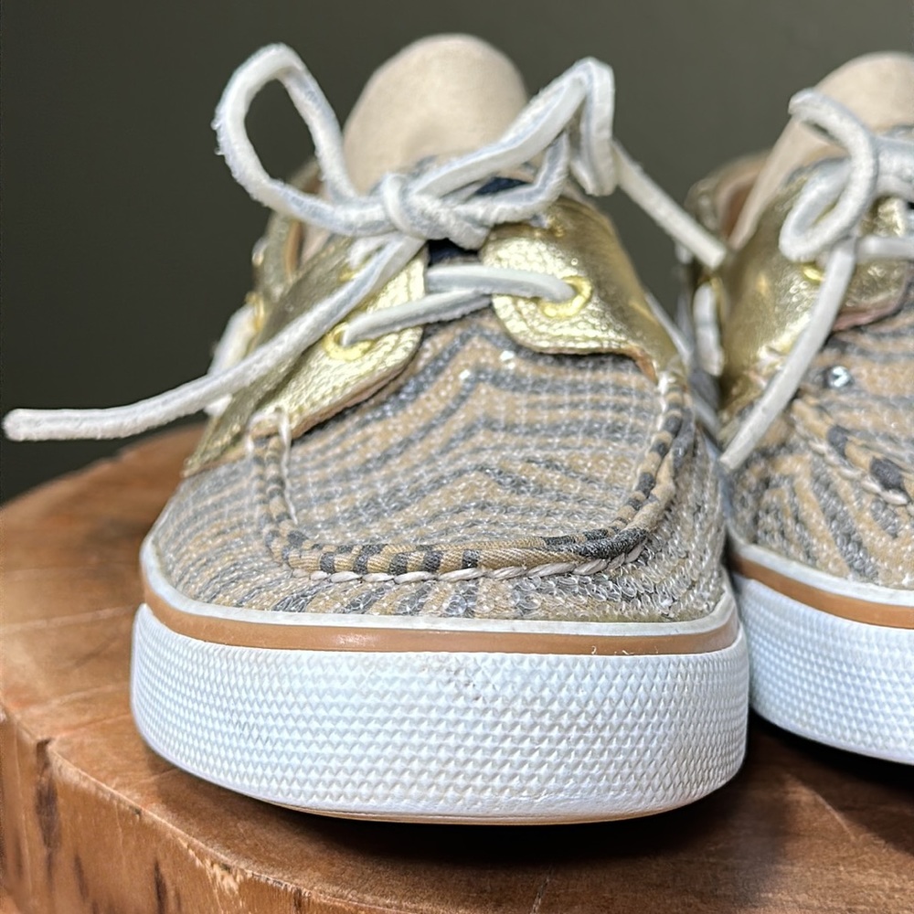 SPERRY Women’s Bahama Gold/Brn Zebra Sequins - Picture 3 of 16